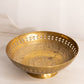 Vintage Medium Footed Brass Bowl with Floral Details