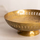 Vintage Medium Footed Brass Bowl with Floral Details