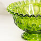 Vintage Medium Green Glass Moon and Star Crimped Edge Footed Bowl