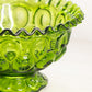 Vintage Medium Green Glass Moon and Star Crimped Edge Footed Bowl