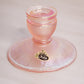 Vintage Short Stretch Glass Pink Fenton Iridescent Candlestick