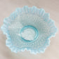 Antique Blue Opalescent Jefferson Glass Many Loops Crimped Bowl