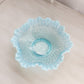 Antique Blue Opalescent Jefferson Glass Many Loops Crimped Bowl