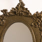 Antique Dark Gold Tone Metal Standing Mirror with Ornate Designs