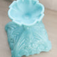 Antique French Portieux Vallerysthal Blue Milk Glass Ornate Compote