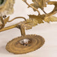 Antique Gold Tone Metal and Opaline Glass Floral Hanging Candelabra