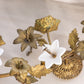 Antique Gold Tone Metal and Opaline Glass Floral Hanging Candelabra