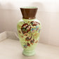 Antique Large Green Hand-Painted Floral Bristol Glass Vase