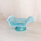 Antique Medium Blue Opalescent Glass Shell Footed Open Dish