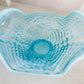 Antique Medium Blue Opalescent Glass Shell Footed Open Dish