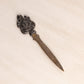 Antique Metal Letter Opener with Floral Design on Top