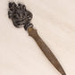 Antique Metal Letter Opener with Floral Design on Top