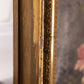 Antique Moody Pink White Black Floral Painting with Ornate Gold Tone Frame