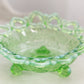 Antique Northwood Green Opalescent Wild Rose 3-Toed Bowl