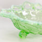 Antique Northwood Green Opalescent Wild Rose 3-Toed Bowl