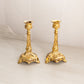 Antique Ornate Floral Gold Tone Metal Candlesticks (Set of 2)
