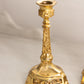 Antique Ornate Floral Gold Tone Metal Candlesticks (Set of 2)