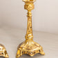 Antique Ornate Floral Gold Tone Metal Candlesticks (Set of 2)