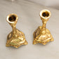 Antique Ornate Floral Gold Tone Metal Candlesticks (Set of 2)