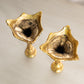 Antique Ornate Floral Gold Tone Metal Candlesticks (Set of 2)