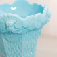 Antique Portieux Blue Milk Glass Planter Vase with Face & Leaf Designs