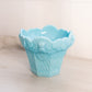 Antique Portieux Blue Milk Glass Planter Vase with Face & Leaf Designs