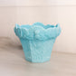 Antique Portieux Blue Milk Glass Planter Vase with Face & Leaf Designs