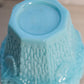 Antique Portieux Blue Milk Glass Planter Vase with Face & Leaf Designs