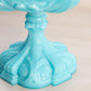 Antique French Portieux Vallerysthal Blue Milk Glass Ornate Compote