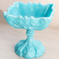 Antique French Portieux Vallerysthal Blue Milk Glass Ornate Compote