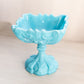 Antique French Portieux Vallerysthal Blue Milk Glass Ornate Compote