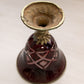 Antique Ruby Red and Clear Cut Glass Goblet with Brass Details