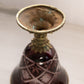 Antique Ruby Red and Clear Cut Glass Goblet with Brass Details