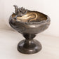 Antique Silver Tone Metal Compote with Squirrel on Branch