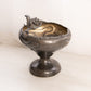 Antique Silver Tone Metal Compote with Squirrel on Branch