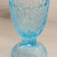 Antique Small Blue Glass Bird, Grass & Fish Pattern Toothpick Holder