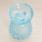 Antique Small Blue Glass Bird, Grass & Fish Pattern Toothpick Holder