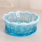 Antique Small Jefferson Iris with Meander Blue Opalescent Glass Bowl