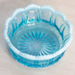 Antique Small Jefferson Iris with Meander Blue Opalescent Glass Bowl