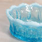 Antique Small Jefferson Iris with Meander Blue Opalescent Glass Bowl