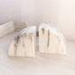 Black Grey White Marble Stone Curved Bookends