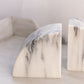 Black Grey White Marble Stone Curved Bookends