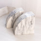 Black Grey White Marble Stone Curved Bookends