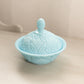 Vintage Imperial Small Circular Light Blue Milk Glass Lidded Dish