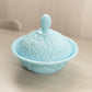 Vintage Imperial Small Circular Light Blue Milk Glass Lidded Dish