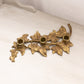 Medium Brass Ivy Leaf Triple Candleholder