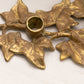 Medium Brass Ivy Leaf Triple Candleholder