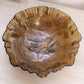 Vintage Imperial Glass Medium Brown Slag Rose Bowl with Ruffle Edge