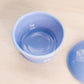 Circular Blue Delphite Glass Lidded Dish