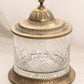 Clear Cut Glass and Brass Lidded Jar with Ornate Details